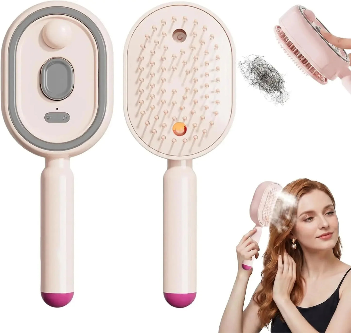 Brosse Lissante Vapeur Rechargeable USB-C – Cheveux Longs & Courts