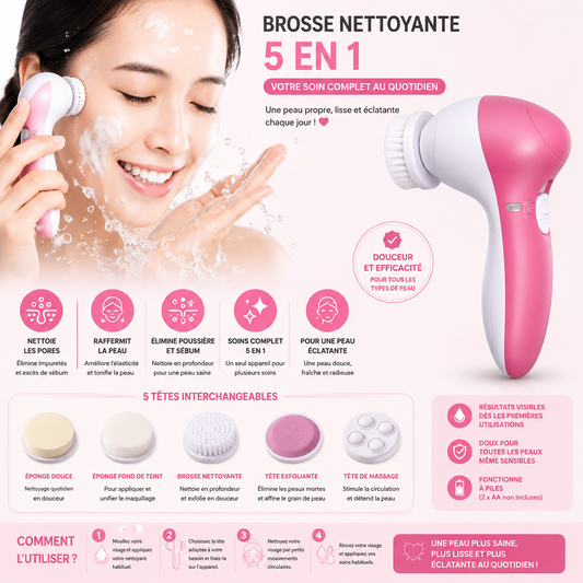 Brosse Nettoyante Électrique 5-en-1 – Spa & Anti-Points Noirs