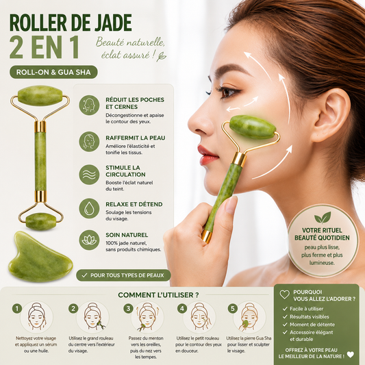 Lot 2 Galets Gua Sha Pierre Naturelle – Masseur Visage & Outil Gouache