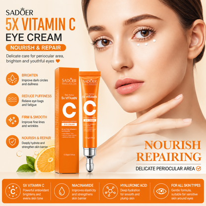 Crème Yeux Vitamine C SADOER – Anti-Cernes & Raffermissant