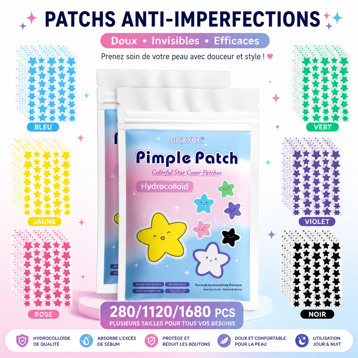 Patchs Anti-Boutons Étoiles — Soin Invisible & Fun