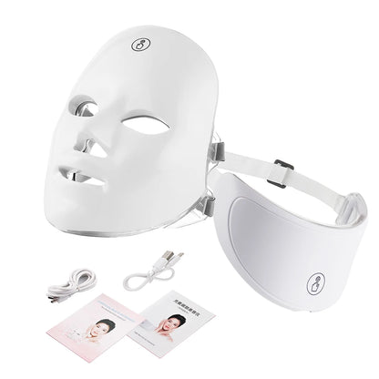 Masque LED Visage & Cou 7 Couleurs – Photothérapie Soin Peau