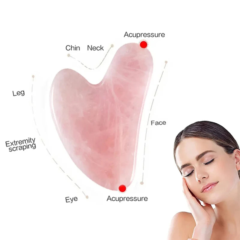 Planche Gua Sha Résine Jade Rose – Masseur Visage, Cou & Corps