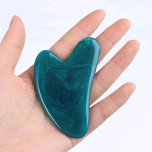 Planche Gua Sha Résine Jade Rose – Masseur Visage, Cou & Corps