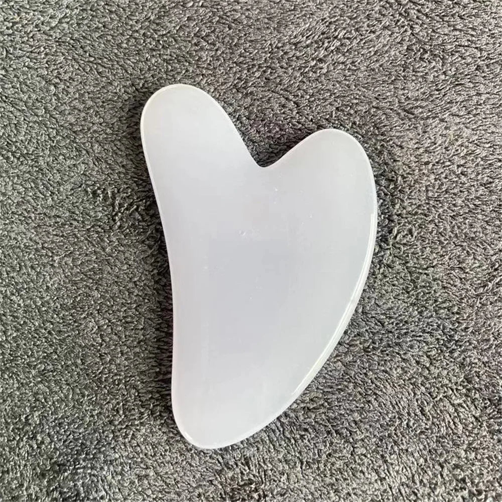 Planche Gua Sha Résine Jade Rose – Masseur Visage, Cou & Corps