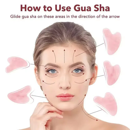 Planche Gua Sha Résine Jade Rose – Masseur Visage, Cou & Corps
