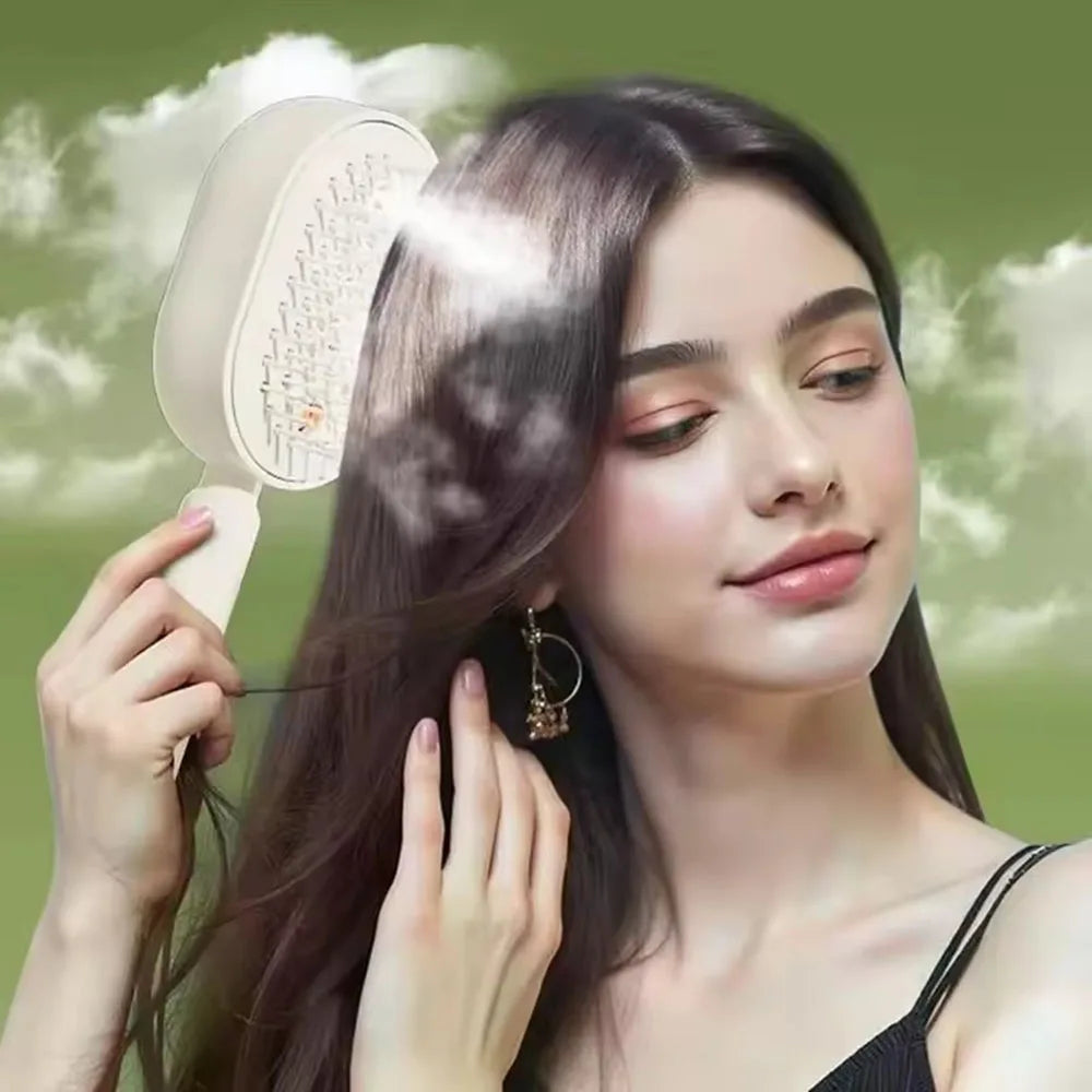 Brosse Vapeur 3-en-1 – Massage Cuir Chevelu & Huile Essentielle