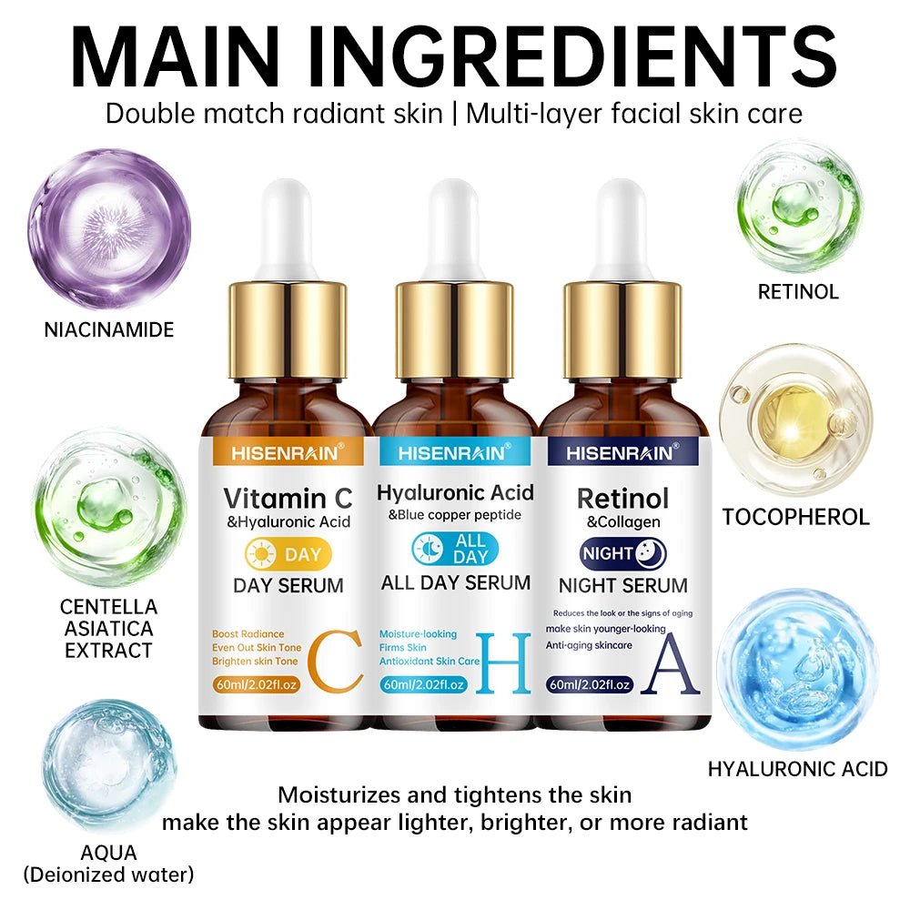 Duo Sérum Vitamine C + Rétinol + Acide Hyaluronique – Anti-Âge & Éclat