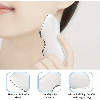 Gua Sha Acier Inoxydable – Sculpture Mâchoire & Massage Visage Corps