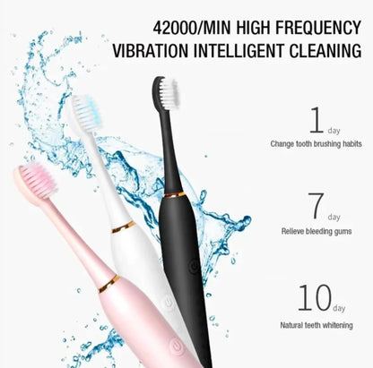 Brosse à Dents Électrique Sonique – IPX7, USB, 6 Modes Nettoyage