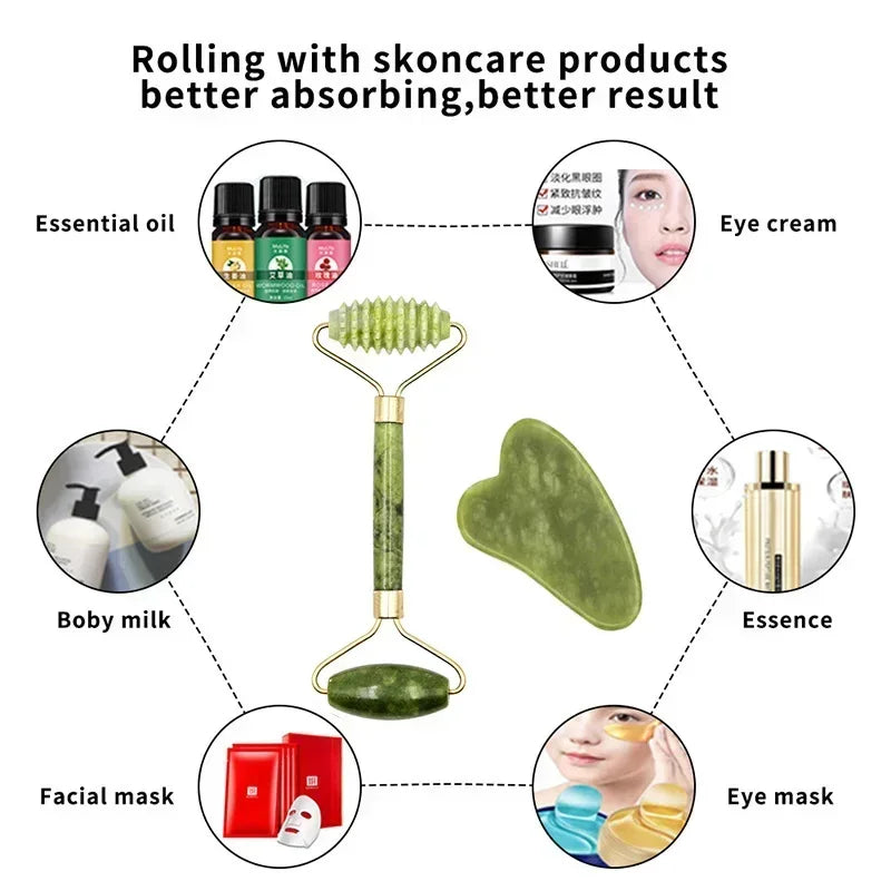 Set Gua Sha & Rouleau Jade – Massage Visage & Corps SPA