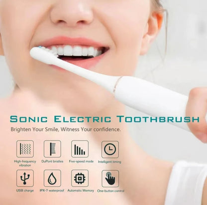 Brosse à Dents Électrique Sonique – IPX7, USB, 6 Modes Nettoyage