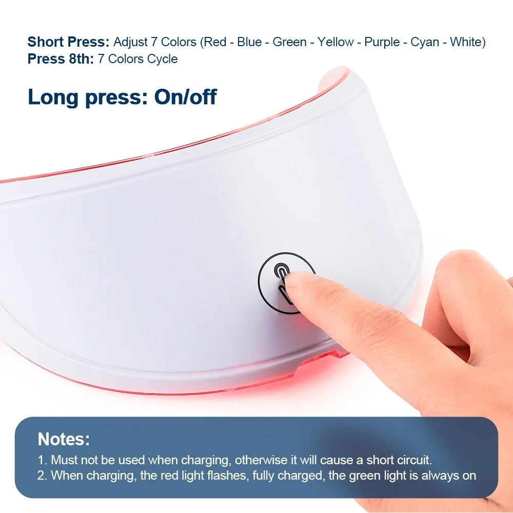 Masque LED Visage & Cou 7 Couleurs – Photothérapie Soin Peau