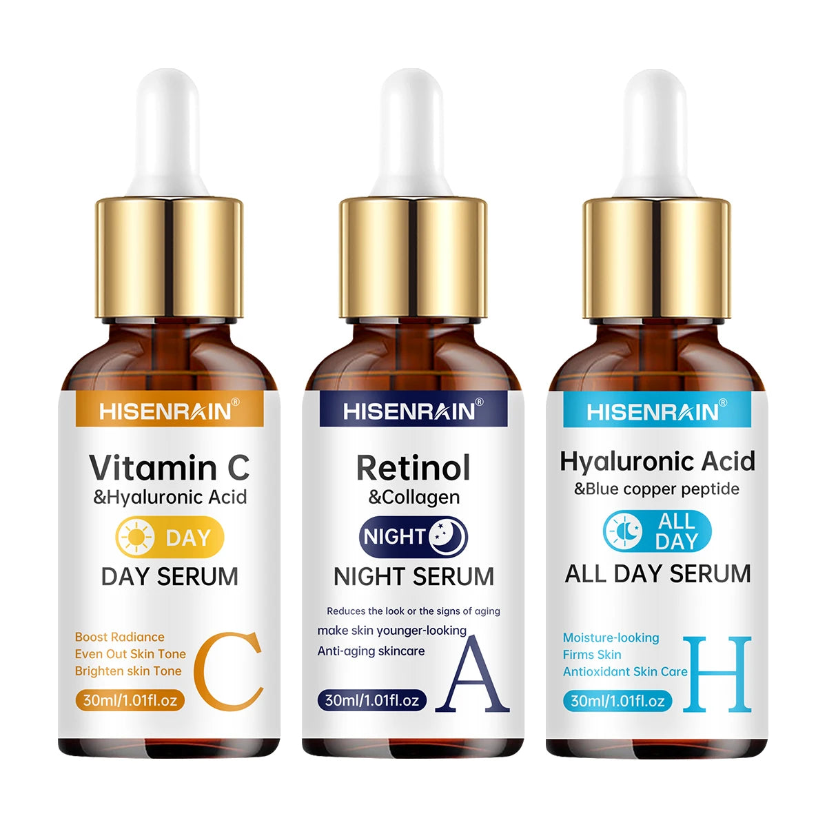 Duo Sérum Vitamine C + Rétinol + Acide Hyaluronique – Anti-Âge & Éclat