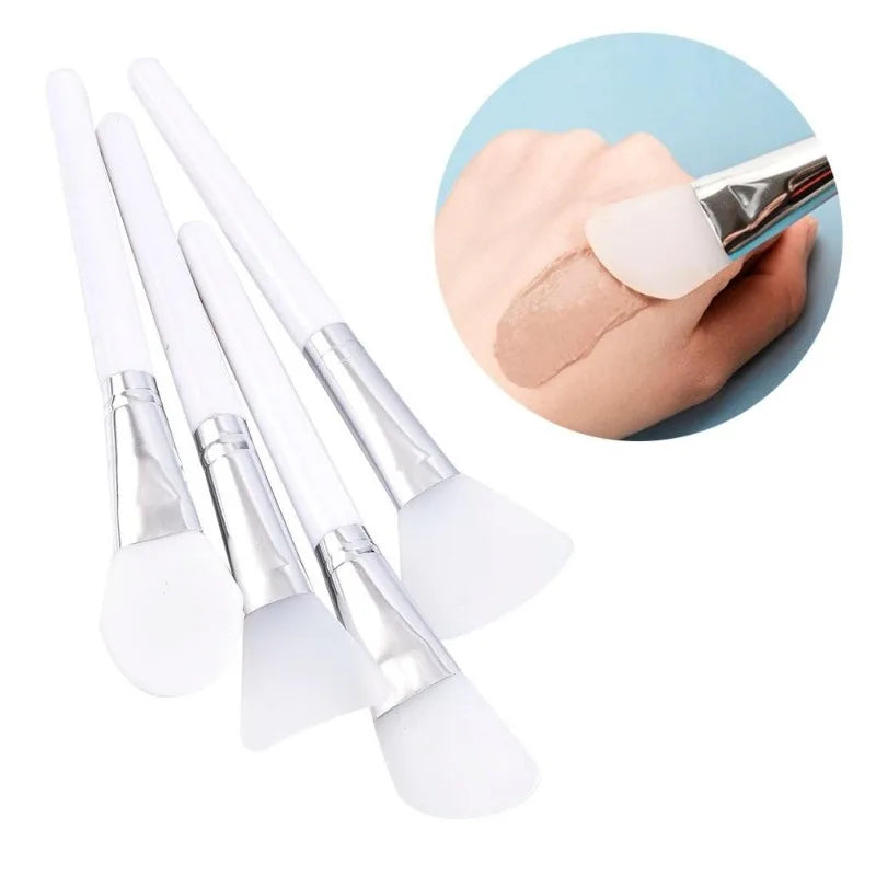 Set 4 Pinceaux Masque Silicone Blancs – Soin DIY & Application Crème