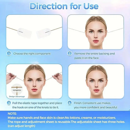 Kit Lifting Visage Invisible – 18 Patchs Hypoallergéniques & 4 Bandes Élastiques
