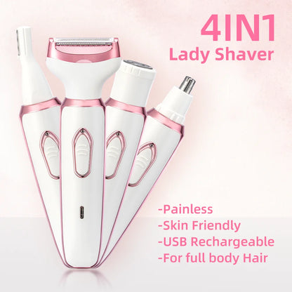 4-in-1 Electric Epilator for Women – Cordless, Painless & Ideal Gift
