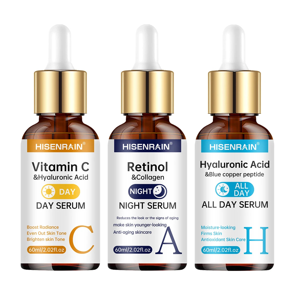 Duo Sérum Vitamine C + Rétinol + Acide Hyaluronique – Anti-Âge & Éclat