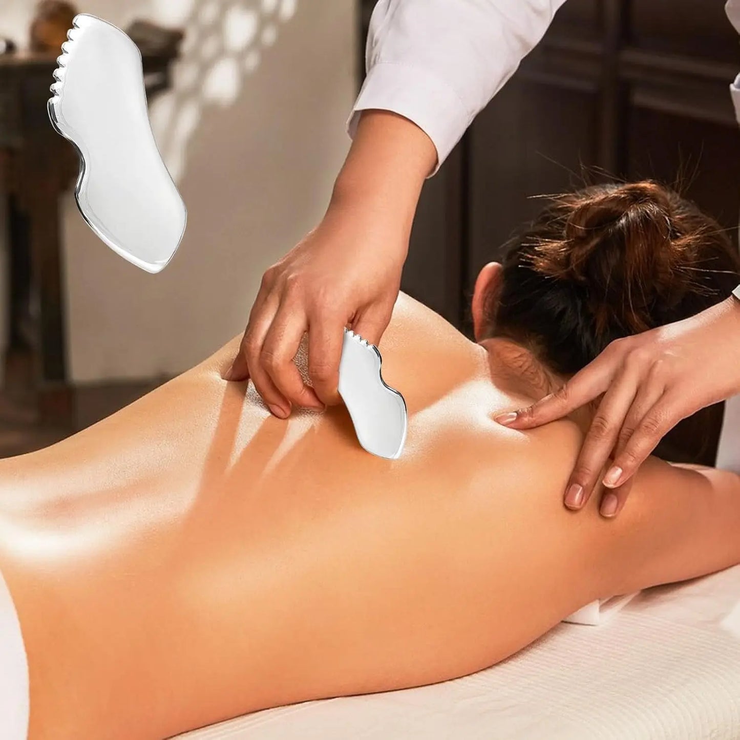 Gua Sha Acier Inoxydable – Sculpture Mâchoire & Massage Visage Corps