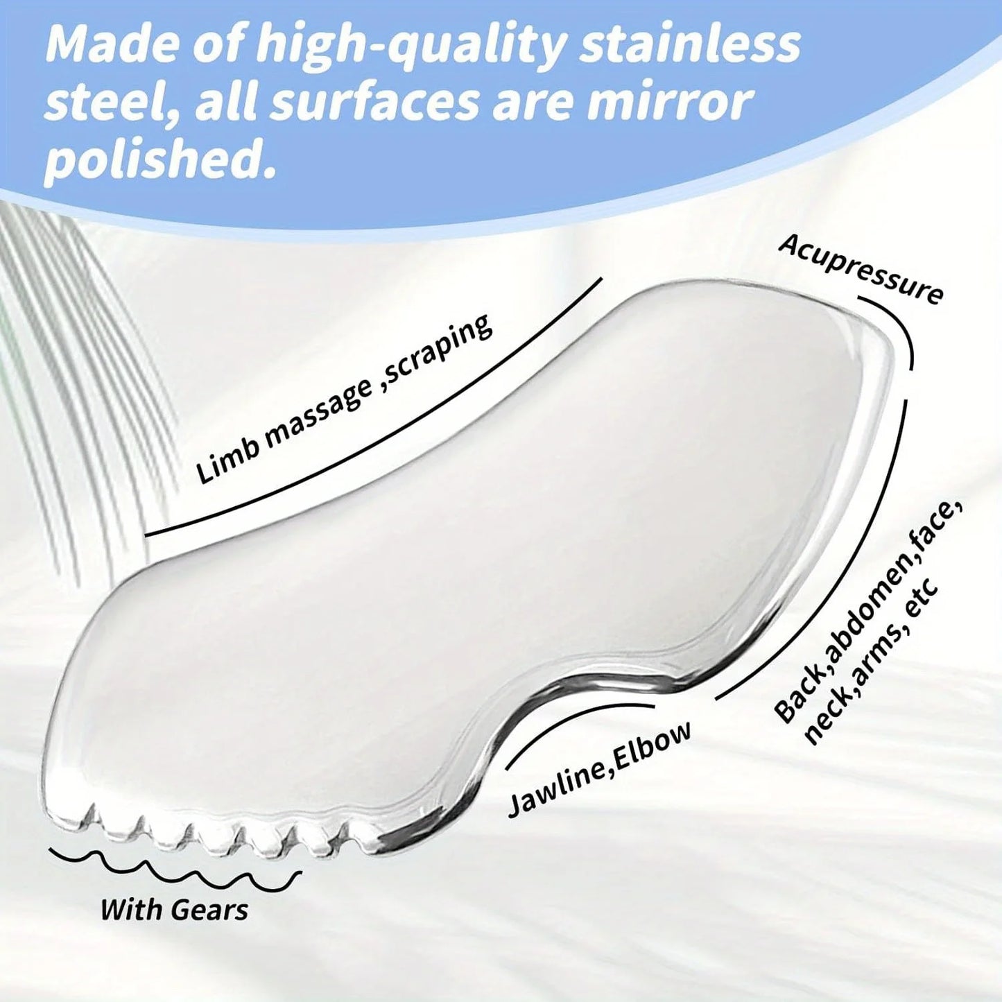 Gua Sha Acier Inoxydable – Sculpture Mâchoire & Massage Visage Corps