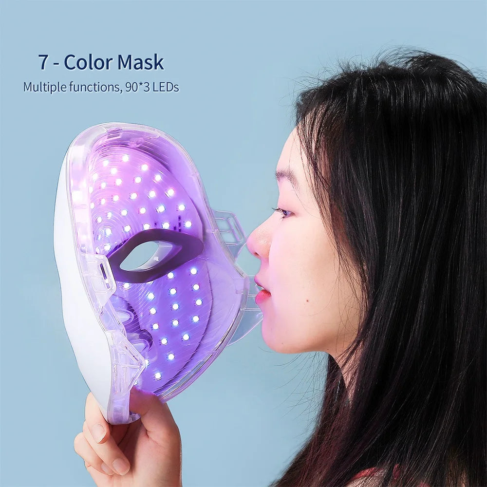 Masque LED Visage & Cou 7 Couleurs – Photothérapie Soin Peau
