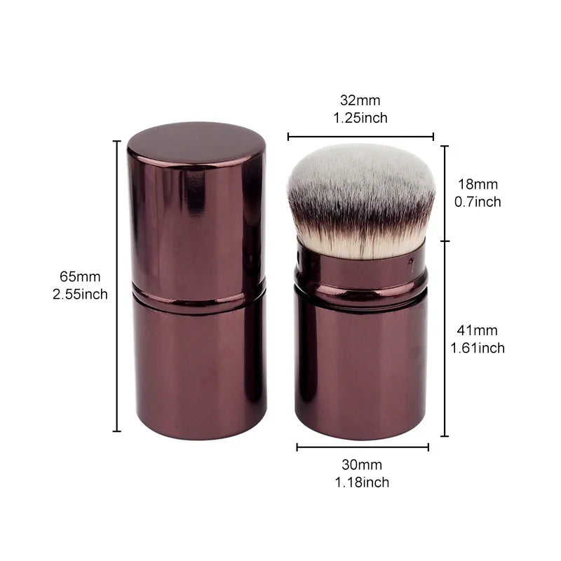 Pinceau Kabuki Rétractable – Blush, Poudre & Fond de Teint Voyage