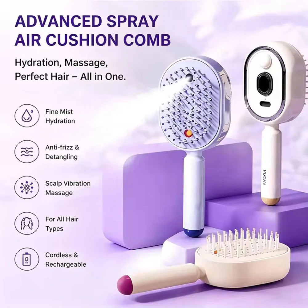 Brosse Lissante Vapeur Rechargeable USB-C – Cheveux Longs & Courts