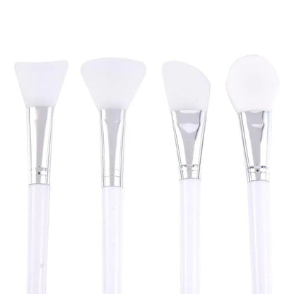 Set 4 Pinceaux Masque Silicone Blancs – Soin DIY & Application Crème